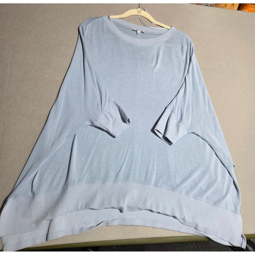 White Birch Womens XL Light Blue Dolman Sleeve Oversized Knit Top Crew Neck
